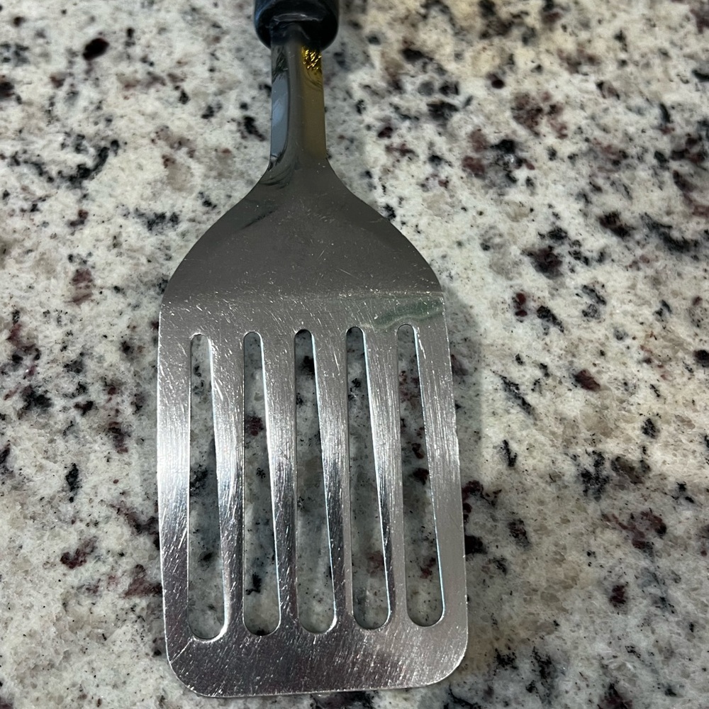 Stainless Steel 5 Slotted Spatula Black Ergonomic Handle